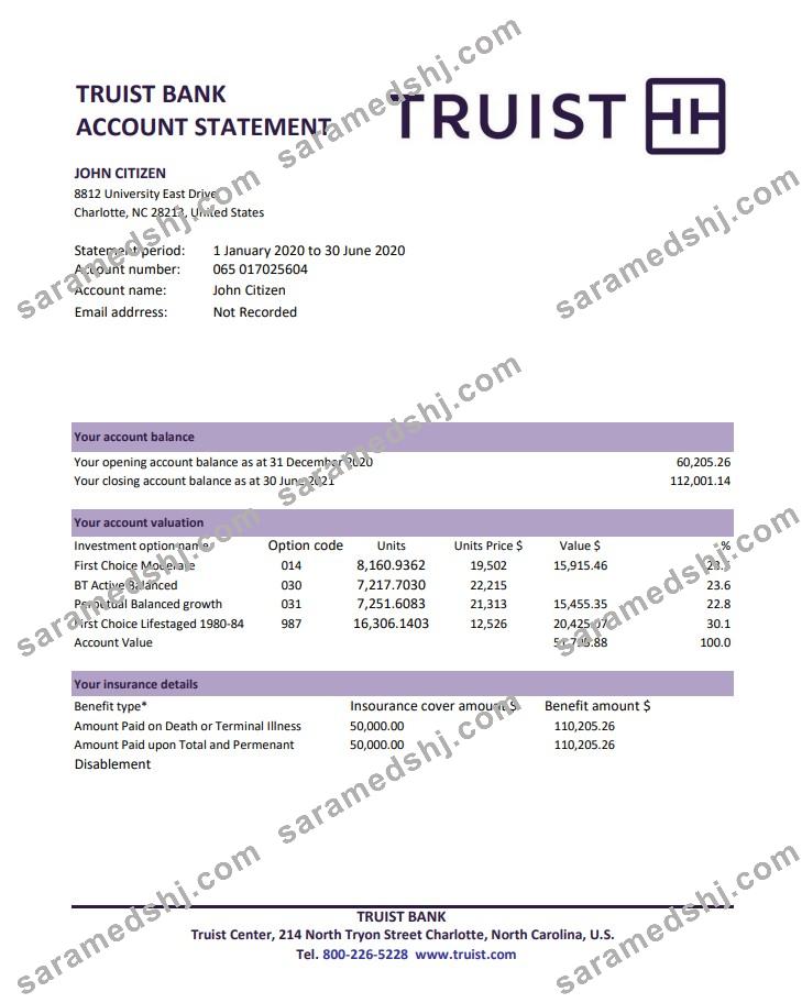 USA Truist Bank excel pdf